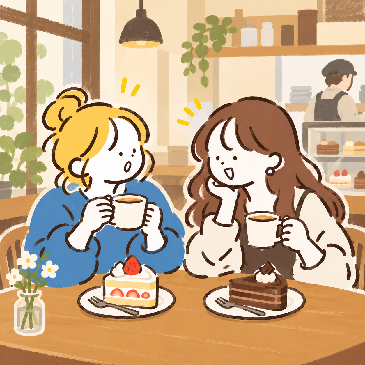 Illustration of a Japanese cafe